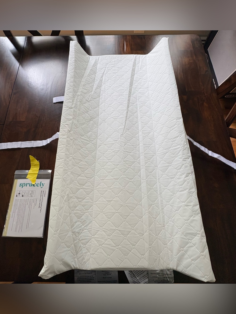 NEW Never Used Sprucely 2-Sided Waterproof White Changing Pad 32” x 16” x 3.5”.